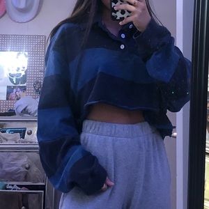 striped thrifted pullover cropped